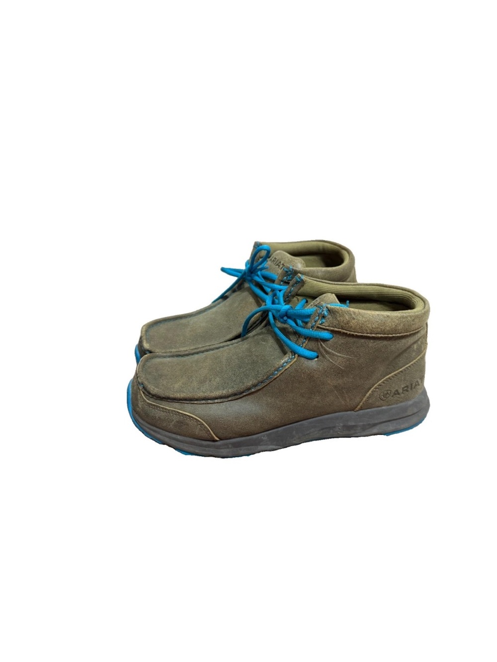 Ariat Men's Spitfire Brown Leather Chukka Shoes Size 8D Blue Laces Sneaker Boot